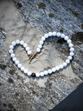 Matte White & Brown Agate Statement Necklace/Bracelet