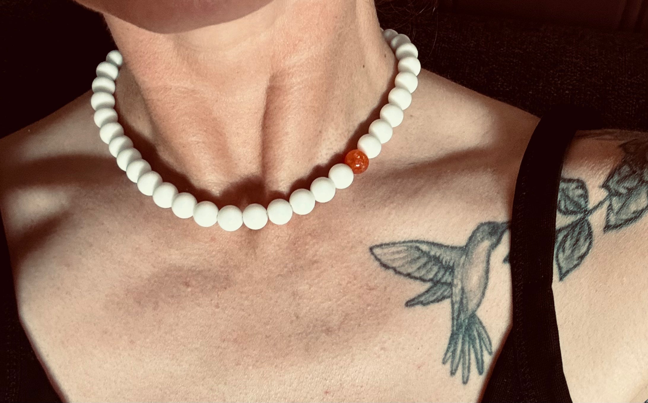 Madeira | White Matte Agate & Orange Chalcedony Statement Necklace - Intro Price
