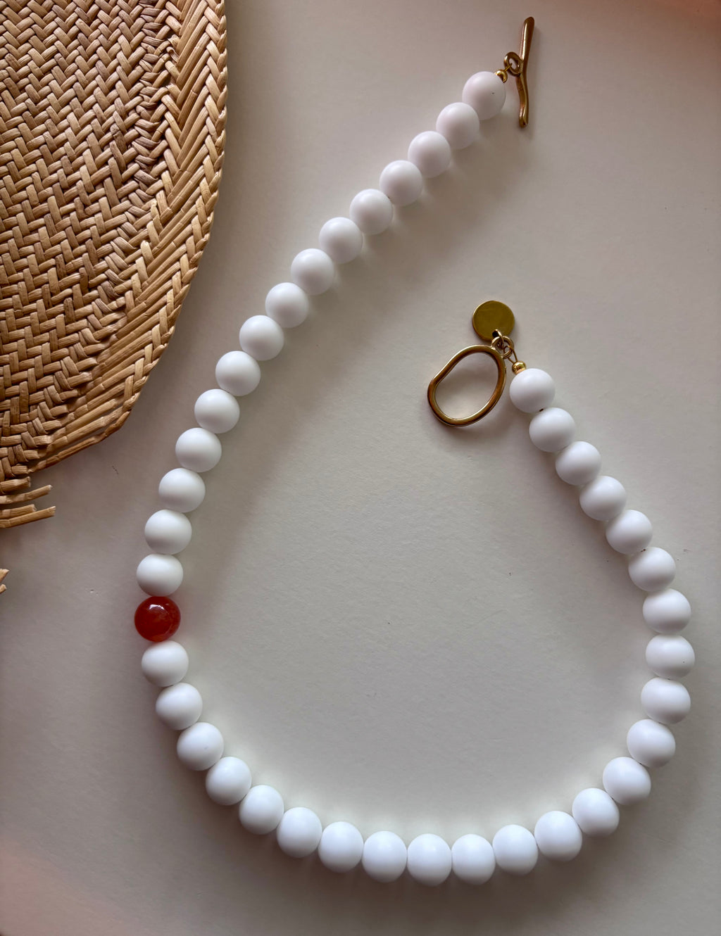 Madeira | White Matte Agate & Orange Chalcedony Statement Necklace - Intro Price