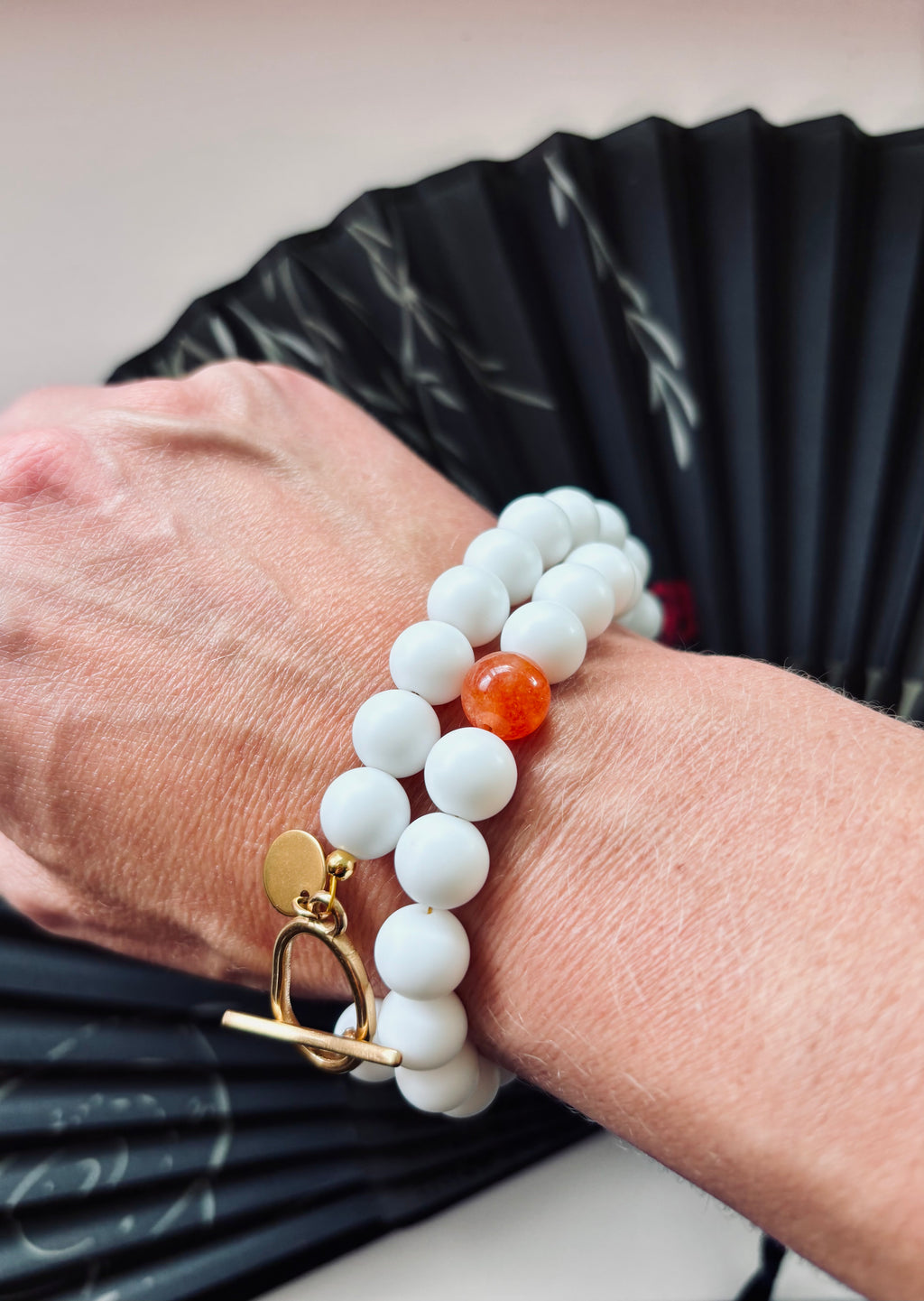 Madeira | White Matte Agate & Orange Chalcedony Statement Necklace - Intro Price